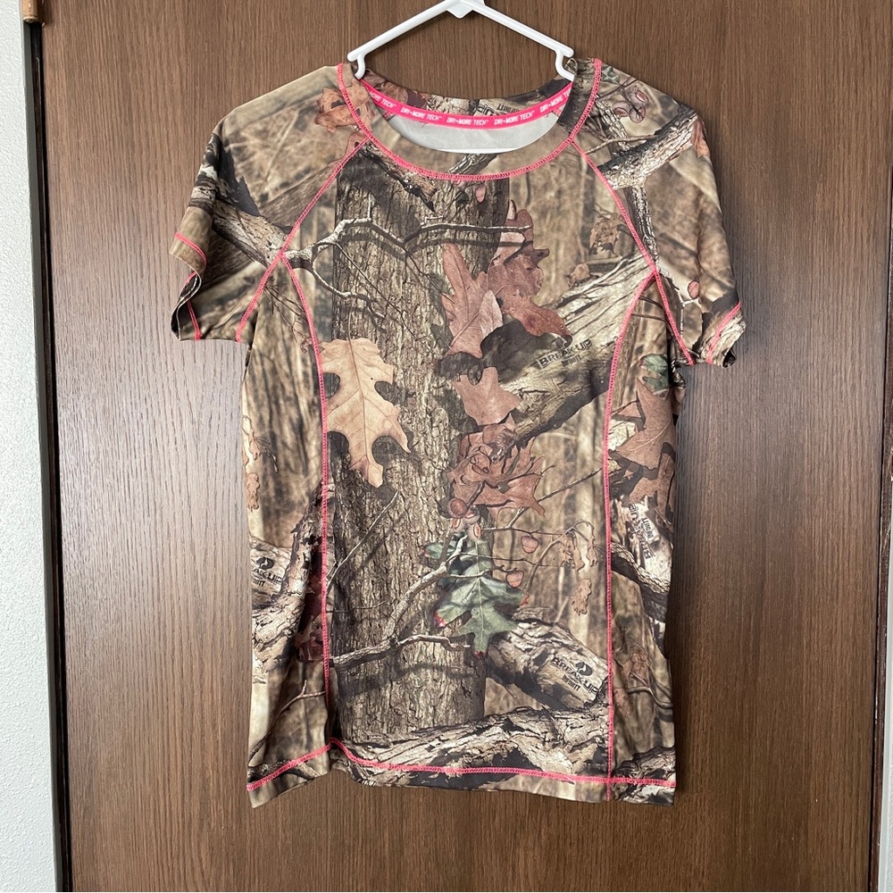 Women's Camouflage Dri More Short Sleeve Tee with Pink Trim